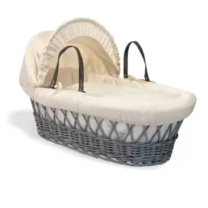 Image of Clair de Lune Waffle Grey Wicker Moses Basket - Cream