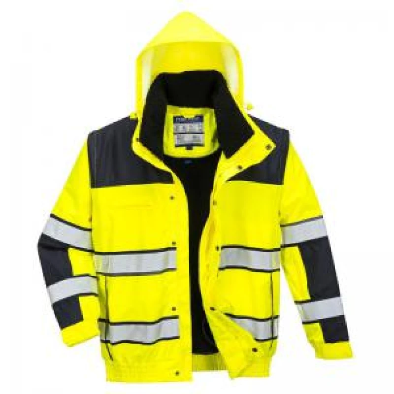 Image of Oxford Weave 300D Hi Vis Classic Bomber Jacket C466YBR4XL Colour: Yellow / Black