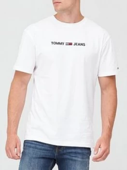 Image of Tommy Jeans Tjm Straight Logo T-Shirt - White