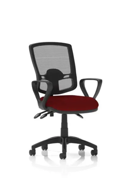 Image of Eclipse Eclipse Plus III Lever Task Operator Chair Deluxe Mesh Back With Bespoke Colour Seat With Loop Arms In Ginseng Chilli KCUP1685