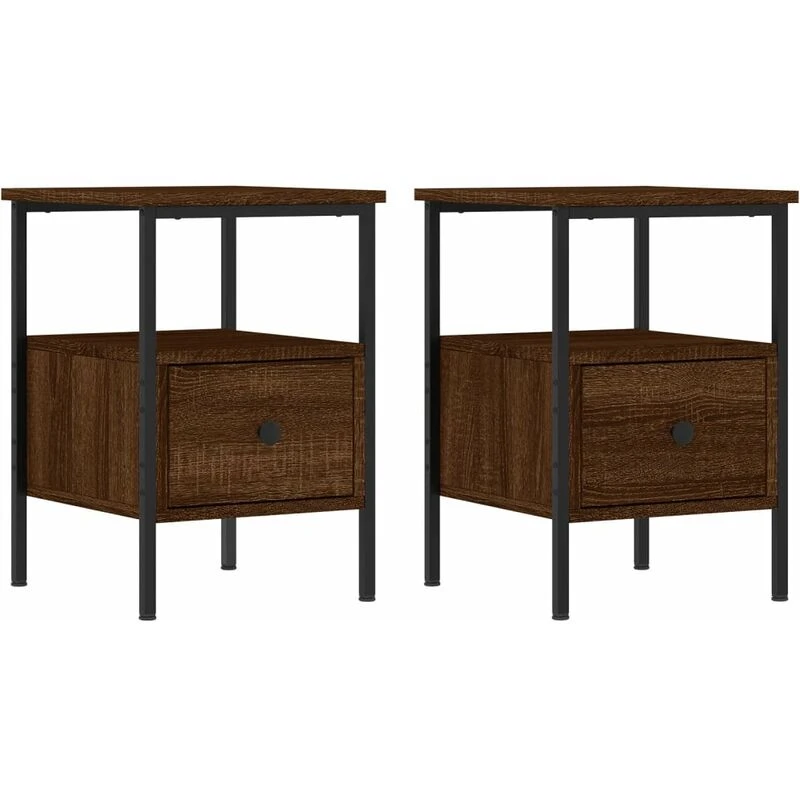 Image of VIDAXL Bedside Cabinets 2 pcs Brown Oak 34x36x50cm Engineered Wood Vidaxl 8720845940119