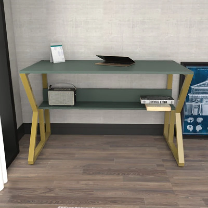 Image of Decorotika Wake Study And Writing Desk Green And Gold