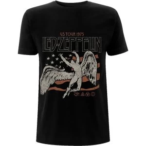 Image of Led Zeppelin - US 1975 Tour Flag Unisex Medium T-Shirt - Black