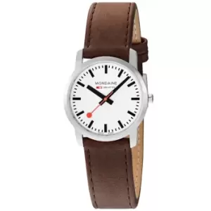 Image of Mondaine Simply Elegant Quartz White Dial Leather Strap Ladies Watch A400.30351.11SBG
