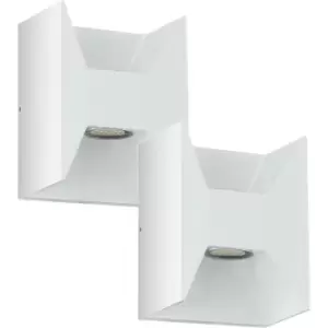 Image of 2 PACK IP44 Outdoor Wall Light White Cast Aluminium 2.5W LED Porch Lamp