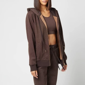 Image of Michael Kors Womens Unisex Mk Dot Zip Hoodie - Chocolate - S