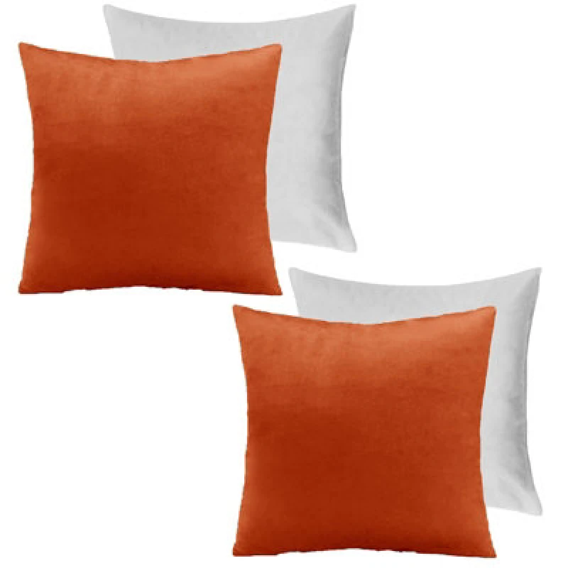 Image of OHS OHS 2 x Matte Velvet Filled Cushion Covers Soft Zip in Burnt Orange Size: 45cm x 45cm Burnt Orange 45cm x 45cm Unisex 5027434178735
