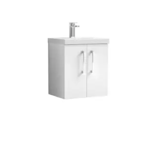 Image of Nuie Arno 500mm Wall Hung 2 Door Vanity & Thin-Edge Basin Gloss White
