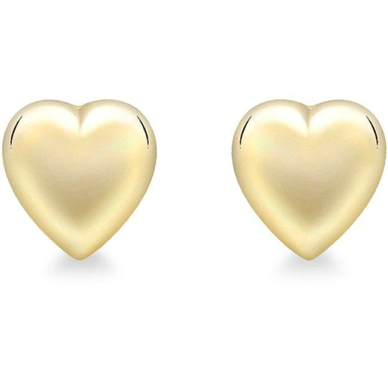 Image of Be You 9ct Gold Puffed-Heart Stud Earring Yellow Gold female One Size