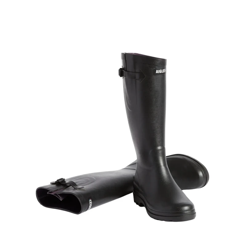 Image of Aigle Aiglentine 2 NL Rubber Womens Calf Length Boots - Noir - Size:UK 5.5