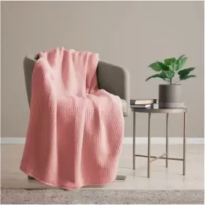 Image of Belledorm Luxury Waffle Throw (One Size) (Coral) - Coral