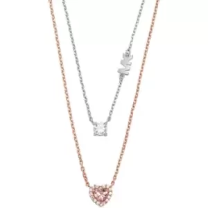 Image of Michael Kors Ladies Michael Kors Silver Love Heart Necklace - Silver