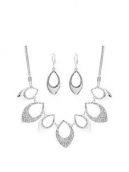 Image of Mood Silver Plated Pave And Polish Necklace And Earring Set