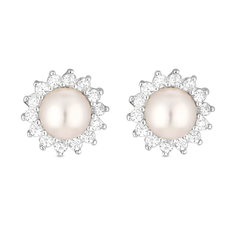 Image of Simply Silver by Jon Richard Simply Silver Halo Stud Earrings Silver Female ZJ85901