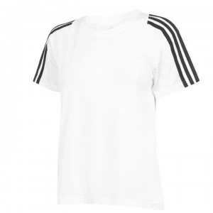 Image of adidas 3 Stripe Mesh T Shirt Ladies - White