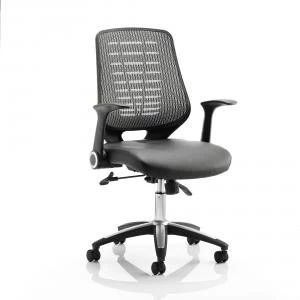 Image of Sonix Relay Task Operator Chair With Arms Leather Seat Back Silver Ref