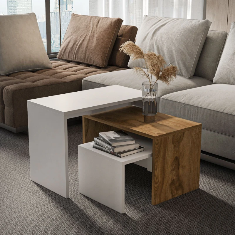 Image of Decorotika Andro 3 Pieces Nesting Coffee Table in White White Unisex