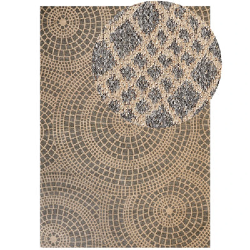 Image of Beliani Rug Ariba Grey Beige 160 X 230 Cm Jute