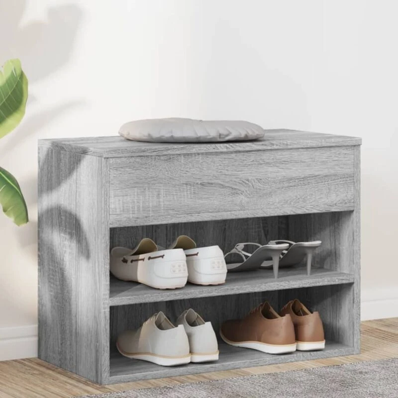 Image of VIDAXL Shoe Bench Grey Sonoma 60x30x45cm Engineered Wood Vidaxl 8720286956984