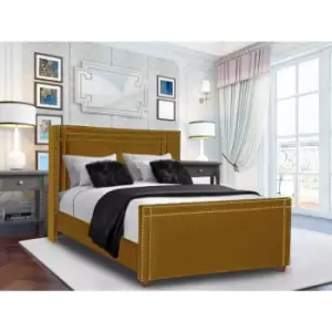 Image of Envisage Trade - Cubica Upholstered Beds - Plush Velvet, Small Double Size Frame, Mustard - Mustard