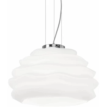 Image of Ideal Lux Lighting - Ideal Lux Karma - 1 Light Dome Ceiling Pendant White, E27