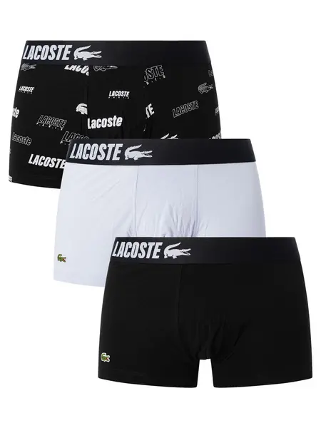 Image of Lacoste 3 Pack Trunks Black/Blue/Pattern M