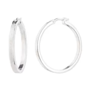 Image of Ladies Lauren Ralph Lauren Sterling Silver PE 30MM LOGO HOOP