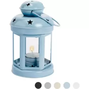 Image of Metal Hanging Tealight Lantern - 16cm - Blue - Nicola Spring