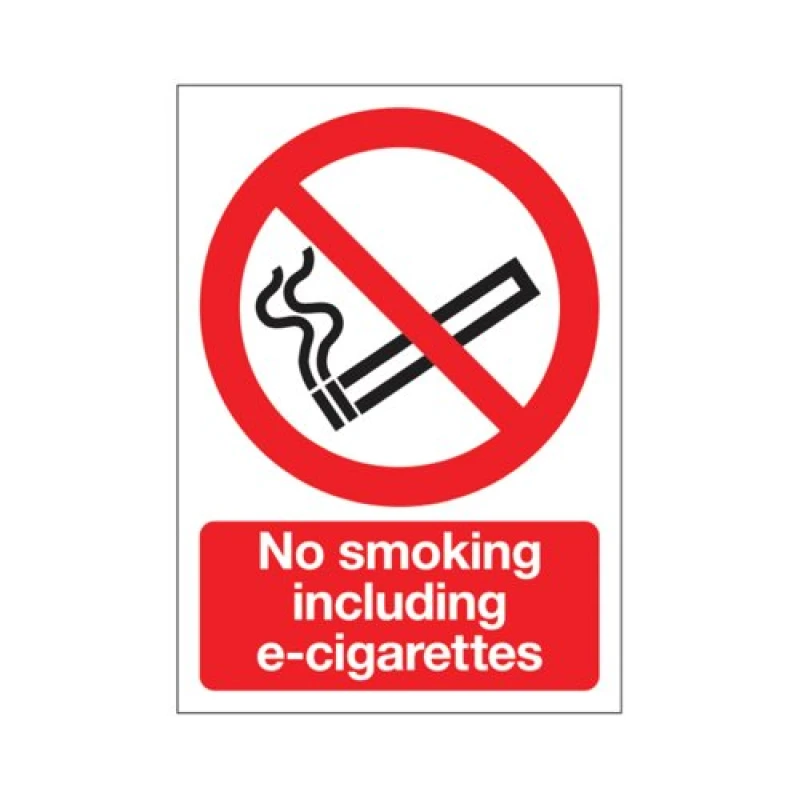 Image of Signs and Labels No Smoking Including E-Cigarettes Sign Plastic A4 Red EL008A4RP