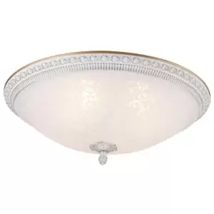 Image of Pascal Flush Bowl Ceiling Lamp White with Gold, 4 Light, E27