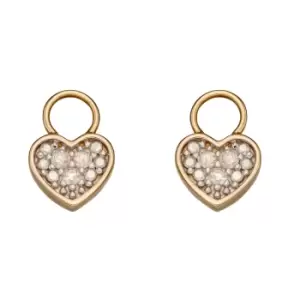 Image of Heart Charm 9ct Gold Hoop Earrings