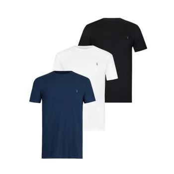 Image of AllSaints Tonic Short Sleeve Crew 3 Pack T-Shirt - AURORA M/JT BK/OPT