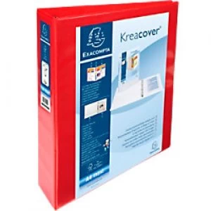 Image of Exacompta Presentation Ring Binder Kreacover Personal 51843RE Polypropylene A4+ 4 ring 40 mm Red Pack of 10