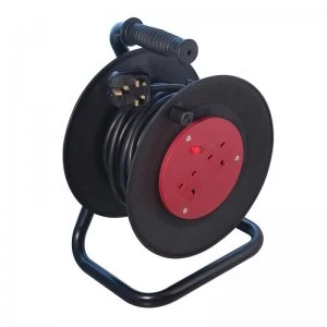 Image of CED WCR252 Black 2 Gang Open Cable Reel With 25m Cable 13A 240V