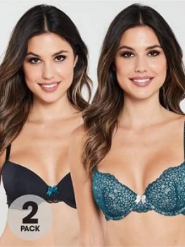 Image of Dorina Abigail 2 Pack T-Shirt Bras - Green/Black