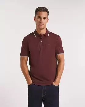 Image of BOSS Dark Red Short Sleeve Tipped Polo