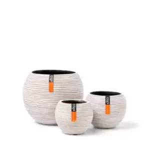 Image of Capi Europe Vase Ball Rib Planter Pots 4 Pack 11X9Cm 12Cmx10Cm & 18X15Cm Cream