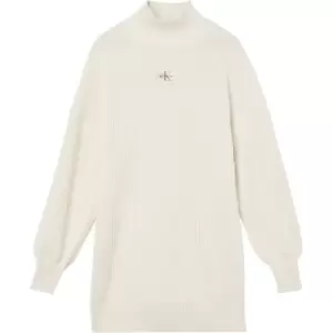 Image of Calvin Klein Jeans Badge Loose Sweater Dress - White