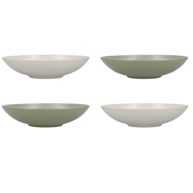 Image of Kitchencraft Set of 4 Green White Pasta Bowls