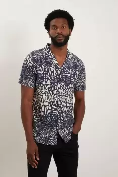 Image of Mens Short Sleeve Navy Placement Print Shirt