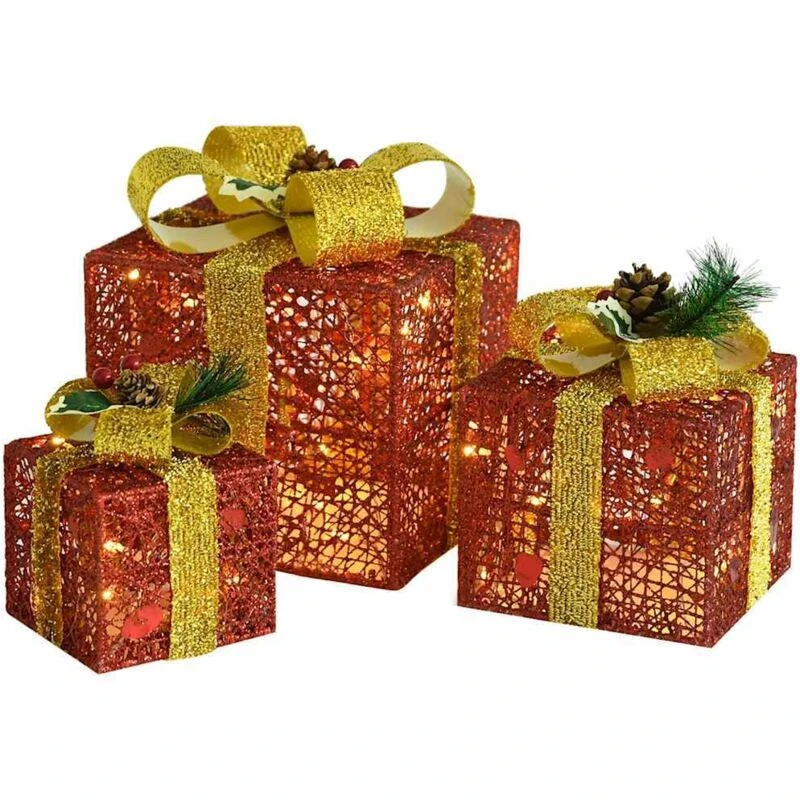 Image of VIDAXL Vidaxl - Decorative Christmas Gift Boxes 3 pcs Red Outdoor Indoor 8720286414583