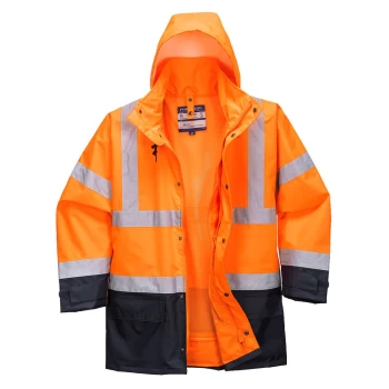 Image of Oxford Weave 300D Class 3 Hi Vis 5-in1 Executive Jacket Orange / Navy XL