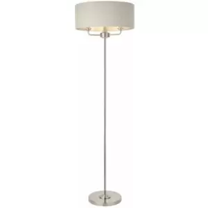 Image of Loops - Floor Lamp Light - Brushed Chrome & Natural Linen - 3 x 40W E14 - Base & shade