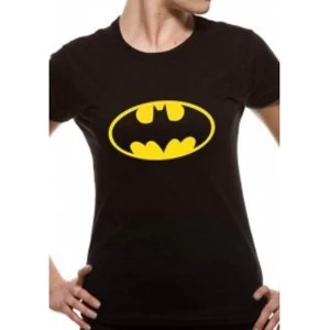 Image of Batman Logo DC Essentials Range Womens T-Shirt Small - Black