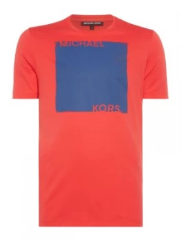 Image of Mens Michael Kors Colourfield Square Logo T shirt Red