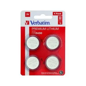 Image of Verbatim CR2430 3V Premium Lithium Battery Pack of 4 49534 VM49534