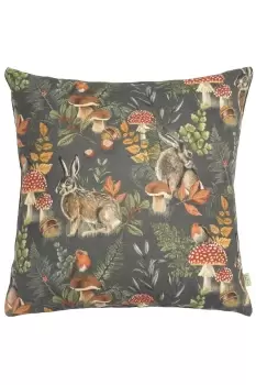 Image of Forest Hare Repeat Hand-Painted Printed Cushion