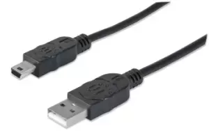 Image of Manhattan USB-A to Mini-USB Cable, 1.8m, Male to Male, Black, 480...