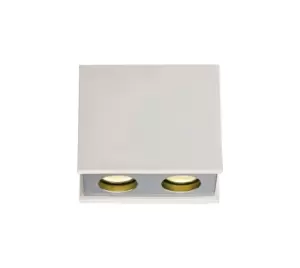 Image of 2 Light Ceiling GU10, White Paintable Gypsum With Polished Chrome Cover