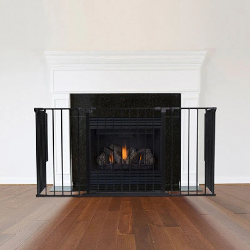 Image of Safetots Multi Panel Fire Surround, 51Cm Deep X 138Cm Wide, Black, 70Cm Tall, Child And Pet Safety, Baby And Toddler Fire Guard